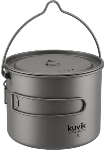 Kuvik 1600ml (54 oz) Titanium Pot with Bail Handle - Ultralight and Compact by kuvik