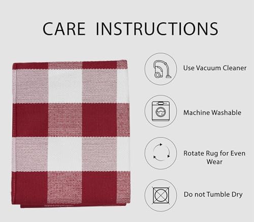 IOHOUZE Christmas Buffalo Plaid Runner Rug 2x8, Washable, Red White - Image 5