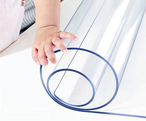 24x52 inch Clear Plastic Table Protector Rolled Dining Room Coffee Sofa Tabletop Cover Mat Eco Thicken Wooden Furniture Edge Screen Protective Easy Clean Carpet Non-Slip Floor Runner Protection PVC by Wadrac