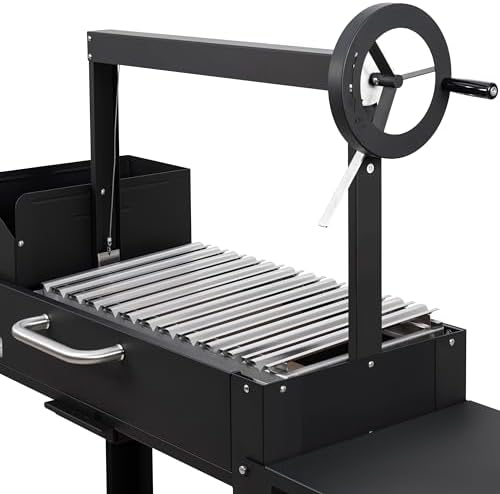 KoolMore 54 in. Charcoal BBQ Grill, Santa Maria Argentine Outdoor Grill with Interchangeable V Grates, Large Barbecue Grill for Outdoor Cooking, Black - Image 6