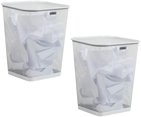 Mind Reader Mesh Trash Can, White, 5 Gallon, Set of 2 by MindReader