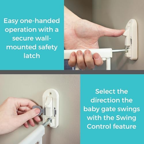 Toddleroo Easy Swing & Lock Baby Gate for Top of Stairs: 36" Tall, Ivory - Image 3
