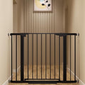 29-42 inches Metal Baby Gate for Stairs/Doorways, 30 inches Tall Pressure Mounted Pet Gates, Auto-Close Child Safety Gate, No Drilling Easy Walk-Through Dog Gate Indoor, Black by Unknown