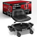 Rolling Stool with Wheels, Adjustable Height Pneumatic Garage Work Mechanic Stool Seat with Backrest, 400 LBS Capacity 360° Swivel Mechanic Crepper Chair with Tool Tray Storage, Black by FREEKYROCK