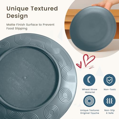 Homienly Premium 40 PCS Wheat Straw Dinnerware Set - Dinner Plates, Cereal Bowls, Unbreakable Cups Set, Microwave and Dishwasher Safe Dishes Set, Reusable Lightweight Dish Sets for Kitchen(Black Grey) - Image 4