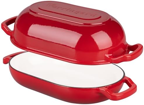 VORRINGARD Enameled Cast Iron Sourdough Bread Oven, Dutch Oven, Loaf Cast Iron Bread Pan for Homemade Bread Baking, Meatloaf Pan with Lid, 5QT, Red - Image 6