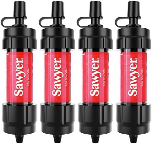 Sawyer Products SP1204 Mini Water Filtration System, Filter and Cleaning Plunger only, 4-Pack, Red by SawyerProducts