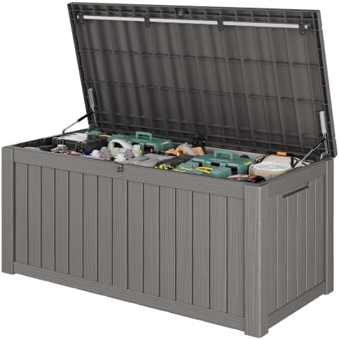 Outdoor Storage Waterproof Deck Box for Patio (150 Gallon, Grey) by Unknown