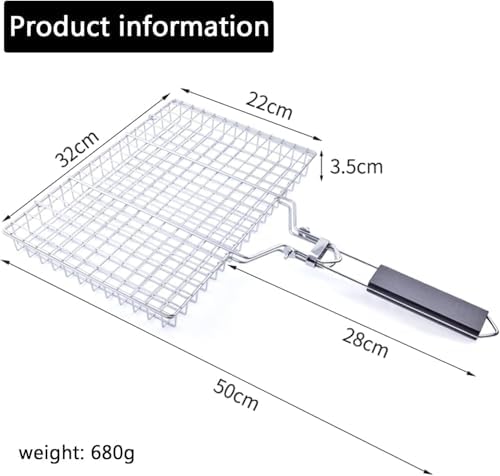 Grill Basket Large Portable Folding BBQ Camping Grilling Rack for Fish, Vegetables, Shrimp, Barbeque Griller Cooking Accessories, Grilling Gifts - Image 3