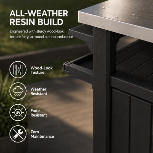 Outdoor Prep & Storage Cart, Stainless Steel Top, Black, 2-Pack - Image 7