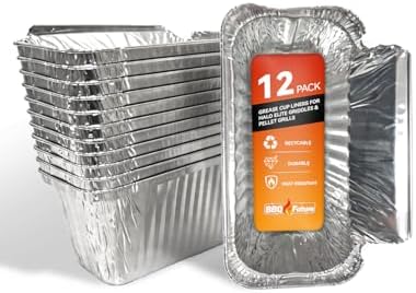 12 Pack Grease Container Foil Liners for HALO Elite Griddles &Pellet Grills by BBQFuture