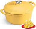 Overmont Enameled Cast Iron Dutch Oven - 5.5QT Pot with Lid Cookbook & Cotton Potholders - Heavy-Duty Cookware for Braising, Stews, Roasting, Bread Baking by Overmont