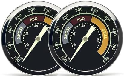 Accurate Grill Thermometer 2 Pcs for Oklahoma Joe’s Smoker, 3695528R06 for Longhorn/Highland Offset Smokers, Glowing Temperature Gauge for Charcoal/Wood/Pellet Grills with 13/16” mounting Hole by WEMEIKIT