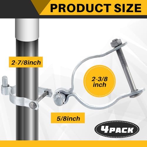 Hicarer 4 Pcs Chain Link Post Gate Hinge 2 3/8" OD X 5/8" Galvanized - Image 2