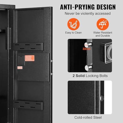 VEVOR Rifle Safe with Digital Keypad up to 8 Gun, Tall Gun Storage Cabinet with Removable Shelf, Quick Access for Home Shotguns and Rifles (Assembly Required) - Image 5