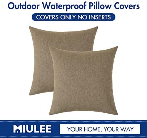 MIULEE Decorative Outdoor Pillow Covers Waterproof 16x16 Khaki - Image 6