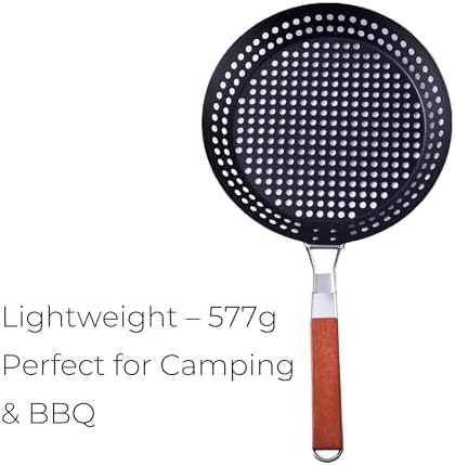 12 in Kozmatik Turkish Grill Pan, Nonstick Carbon Steel Basket - Image 4