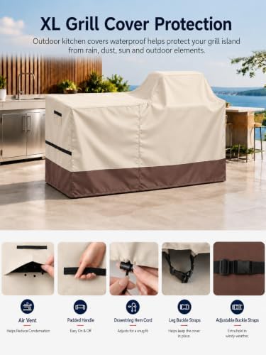 110 Inch Island Grill Cover - Extra Large Outdoor BBQ Island - 600D - Image 7