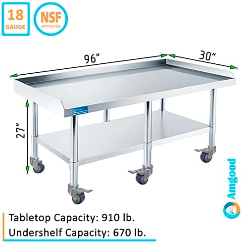 96" x 30" Stainless Equipment Stand, 375 lb + Casters - Express KitchQuip - Image 3