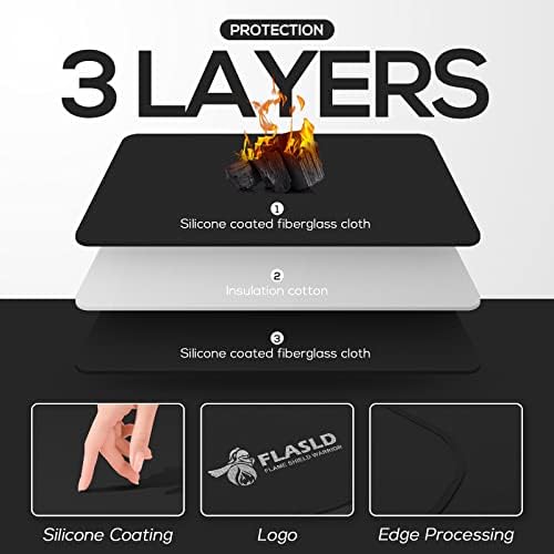 FLASLD Heavy-Duty Hearth Rugs for Fireplaces Fire Resistant, 24 X 42 inches Gas Grill Splatter Mat, Fireproof Heat Resistant Non Stick BBQ Patio Protector, Under Grill Mat for Outdoor Grill - Image 4