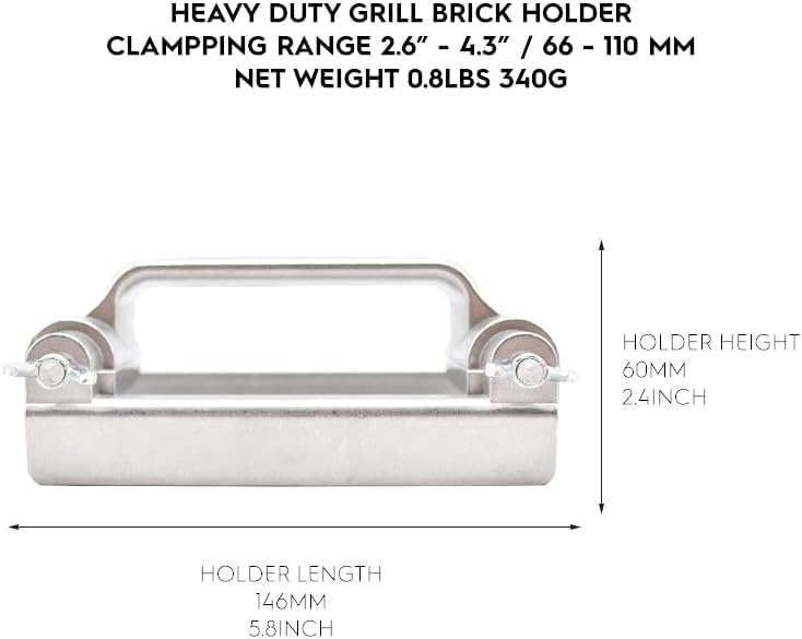 Heavy Duty Grill Brick Holder Clamping Range 2.6”-4.3” 66-110mm, Clean Smoker Flat Top Grill BBQ Grate Cast Iron Griddle - Image 4