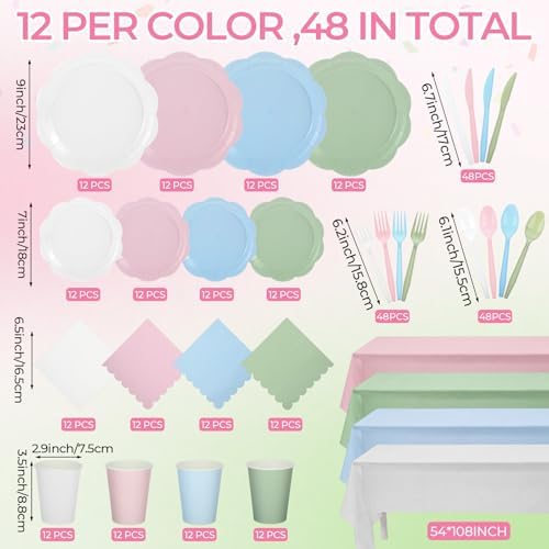 Havawish 340 Pcs Pastel Sweet Style Gingham Party Supplies - Image 2