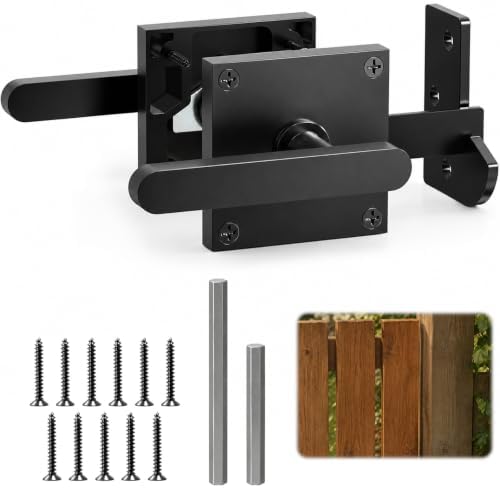 Double Sided Gate Latch for Wooden Fence, Two Sided Heavy Duty Self Locking by Unknown