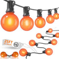 25Ft LED Outdoor Halloween Decorations Lights, 25 G40 Orange Globe Bulbs by Goothy
