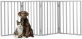 Pet Gate - 4-Panel Indoor Foldable Dog Fence for Stairs, Hallways, or Doorways - 72x24-Inch Retractable Wood Freestanding Dog Gates by PETMAKER (Gray) by PETMAKER