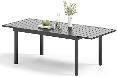 MIXPATIO Outdoor Expandable Table for 6-8, Large Metal Dining Table by MIXPATIO