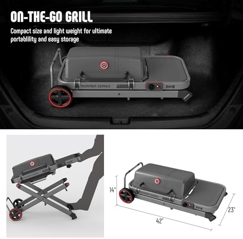 Feasto Portable Gas Grill with Foldable X-Frame Cart for Tailgating, Gray - Image 4