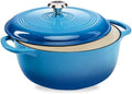 Best Choice Products 7.5 Quart Enamel Cast-Iron Round Dutch Oven, Family Style Heavy-Duty Pre-Seasoned Cookware for Home, Kitchen, Dining Room, Oven Safe w/Lid, Dual Handles - Blue by BestChoiceProducts