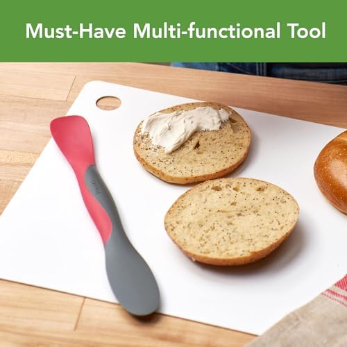 Tovolo Mini Scoop and Spread Tool for Kitchen Meal Prep Small Sandwich Spreader Spatula for Peanut Butter Jelly, Silicone BPA Free Dishwasher Safe Scooper Spreader, Charcoal Gray and Viva Magenta - Image 2