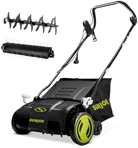 Sun Joe 15-Inch Lawn Dethatcher with Scarifier Blade Reel, AJ805E by SunJoe