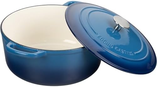 EDGING CASTING Enameled Cast Iron Dutch Oven Pot With Lid for Cooking, Bread Baking, Bread Oven, 5.5 Quart, Lake Blue - Image 6