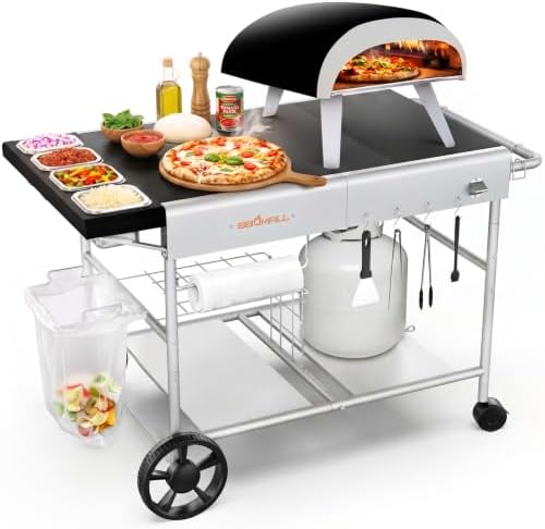 Pizza Oven Table Grill Cart for Ninja Woodfire, Blackstone Griddle, Ooni by Uniflasy