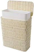 Coeusy 3 Gallon Paper Rope Bathroom Trash Can,Small Wicker Trash Cans with Lid and Liner,Woven Rattan Narrow Waste Basket for Bedroom,Office,White by WEAVECOMFORTINTOEVERYCORNER