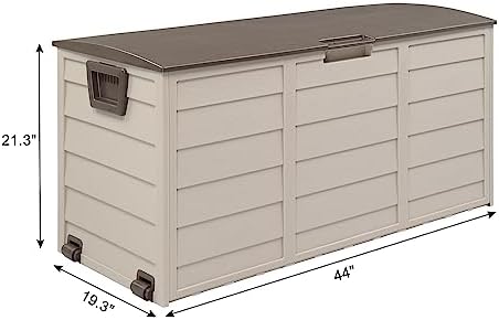 75-Gallon Medium Deck Box - Lightweight Resin Indoor/Outdoor Storage Container and Seat for Patio Cushions and Gardening Tools - Store Items on Garage, Yard,Brown - Image 2