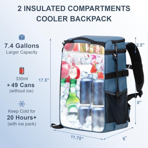 SPARTER Backpack Cooler Insulated 33/49 Can Leakproof Waterproof Bag Beach - Image 2