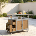 54" Farmhouse Rolling Outdoor Kitchen Cart with Stainless Top by Unknown