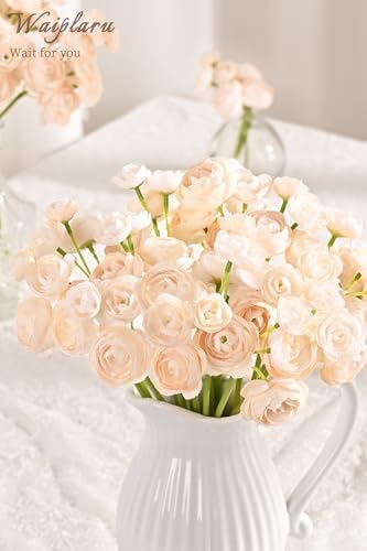 Fake Flowers Faux Flower Artificial Ranunculus Flowers Champagne Peonies - Image 5