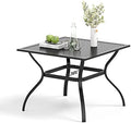 MIXPATIO Patio Table w/Umbrella Hole, Black Metal Dining Table for 4 by MIXPATIO