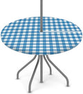Fitted Round Tablecloth with Umbrella Hole and Zipper Buffalo Plaid Outdoor Elastic Table Cloth 36"-44" Oil-Proof Waterproof Moroccan Patio Table Cover for Dining Picnic Party, Blue and White by GzLeyigouHomeKitchen