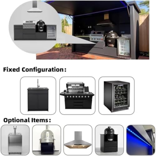 Modular Outdoor Kitchen Pod Durable Outdoor Kitchen Island with Built-in Grill Combo and Storage Cabinets, All-Weather BBQ Cooking Station for Backyard Patio Dining - Image 7