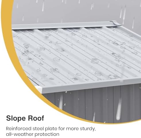 Patiowell 6x4 FT Outdoor Storage Shed, Metal Sheds, Gray - Image 3