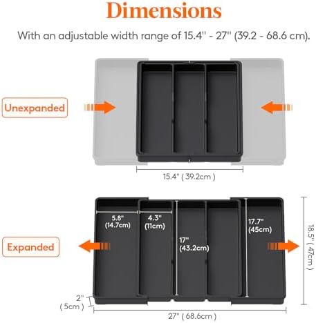 Lifewit Utensil Organizer for Kitchen Drawers, Expandable Utensil Tray - Image 3