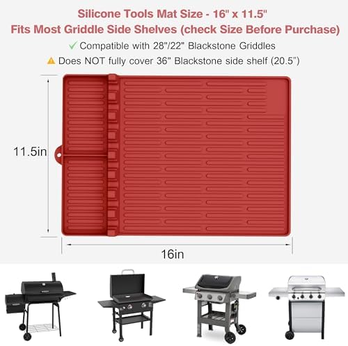 Silicone Grill Mat for Blackstone Griddle Accessories, 8-Slot Tool Mat - Image 4