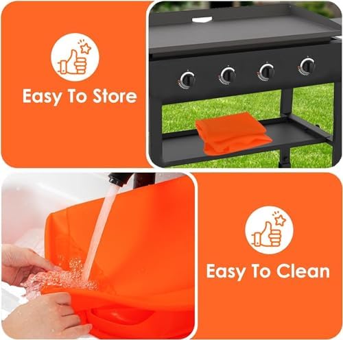 36" Upgraded Extra-Thick Silicone Griddle Mat for Blackstone 36 Inch Grill, Full-Wrap High Lip, Anti-Slip Grip-Fit, Food-Grade Protection Grill Cover to Keep Dirt/Pest Off & Help Reduce Rust - Image 5