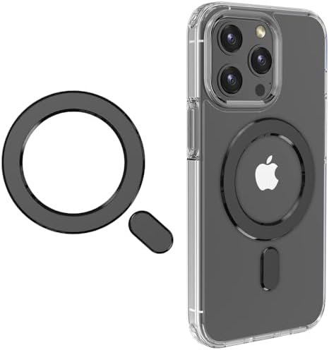 KALAPOP Metal Rings,Ultra-Thin(0.4mm) for MagSafe Sticker,Magnetic Adapter,Phone Cases&Wireless Charger,Compatible with iPhone 16/15/14/13,Galaxy S24/S23/S22/Kindle (Black 1PCS Magnet Ring) by KALAPOP