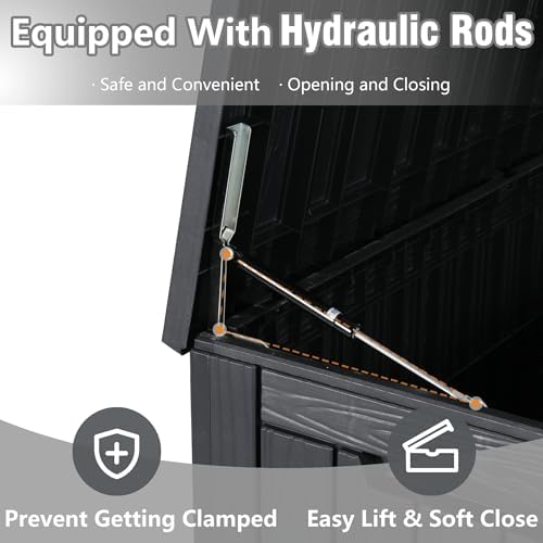 KAMABOKO 140 Gallon Outdoor Storage Box Waterproof Deck Box for Patio - Image 4